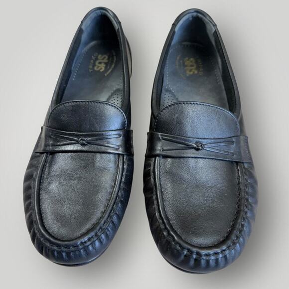 SAS Leather Tripad Loafers Low Wedge Heel Comfort Shoes Slip On Size 9M Black - Picture 3 of 15